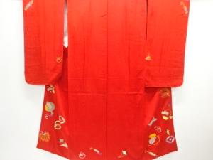 アンティーク　紋錦紗　宝尽くし模様刺繍長襦袢